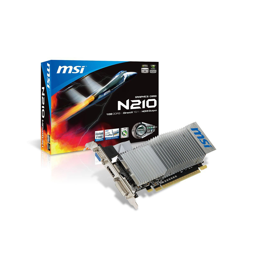 MSI N210-MD1GD3H/LP GeForce GT 210 Passivo 1GB GDDR3 64bit Vga/Dvi/HDMI PCi-Ex LP