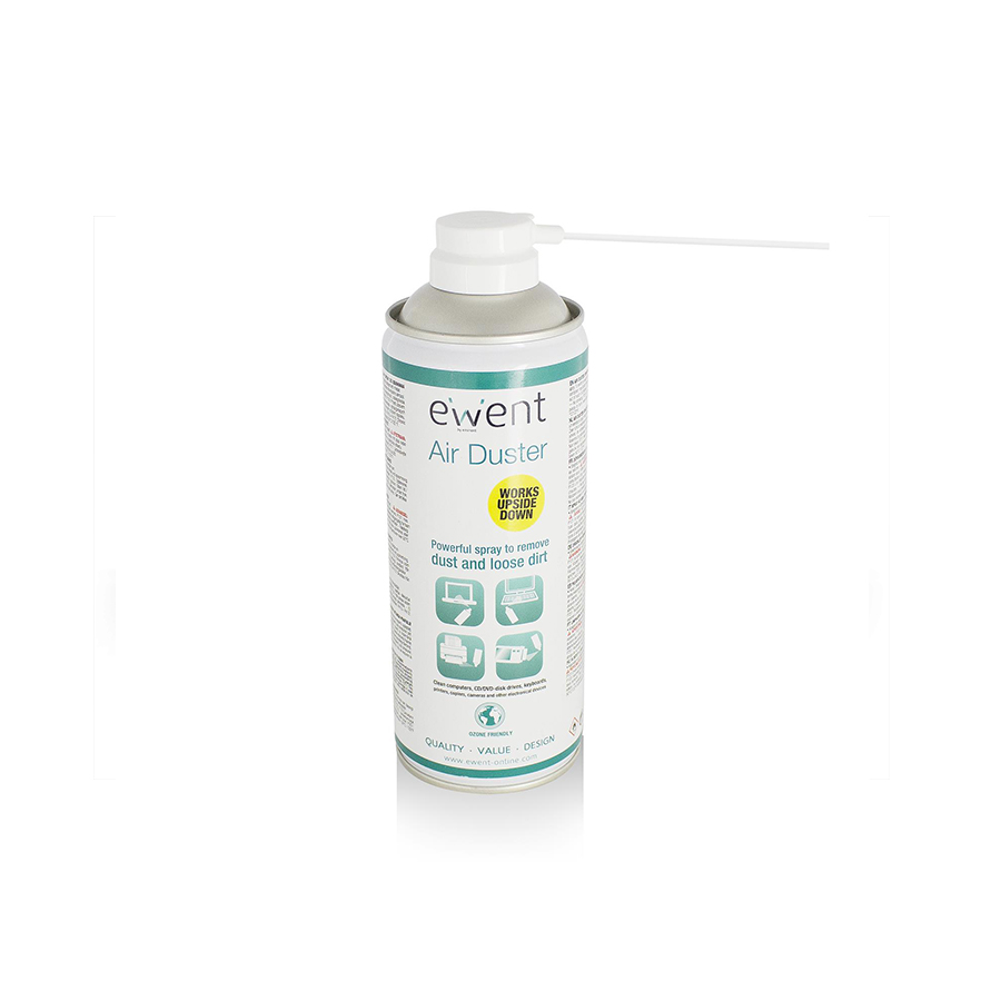 Ewent EW5601 Spray ad Aria Compressa, 400 ml, Cannuccia Lunga, Bianco