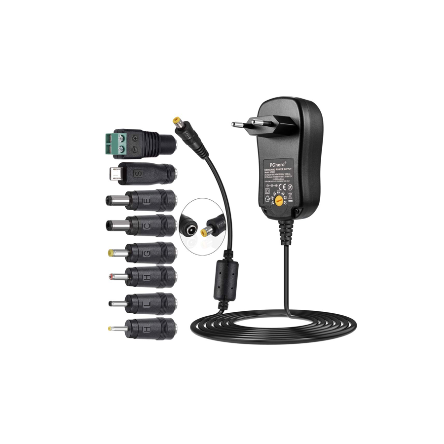 CA / CC Adattatore Di Alimentazione Universale, PChero 24W Alimentatore Switching Da con 8 Spine CC, Incluso Connettore Micro USB per 3 / 4,5/ 5 / 6 / 7,5 / 9 / 12V Elettronica Domestica - 2000mA Max.